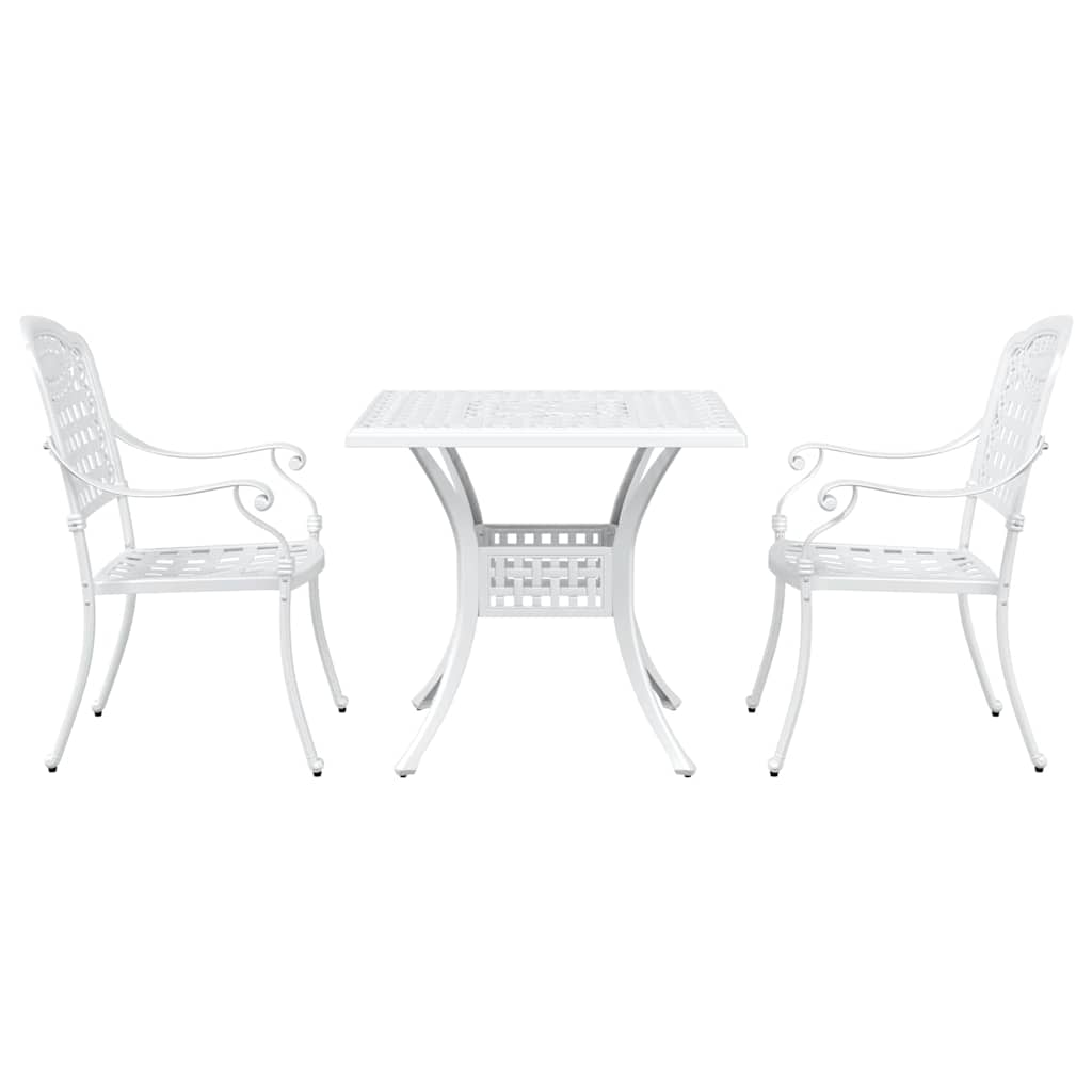 Conjunto de mesa de jardín 3 pcs Blanco Aluminio fundido