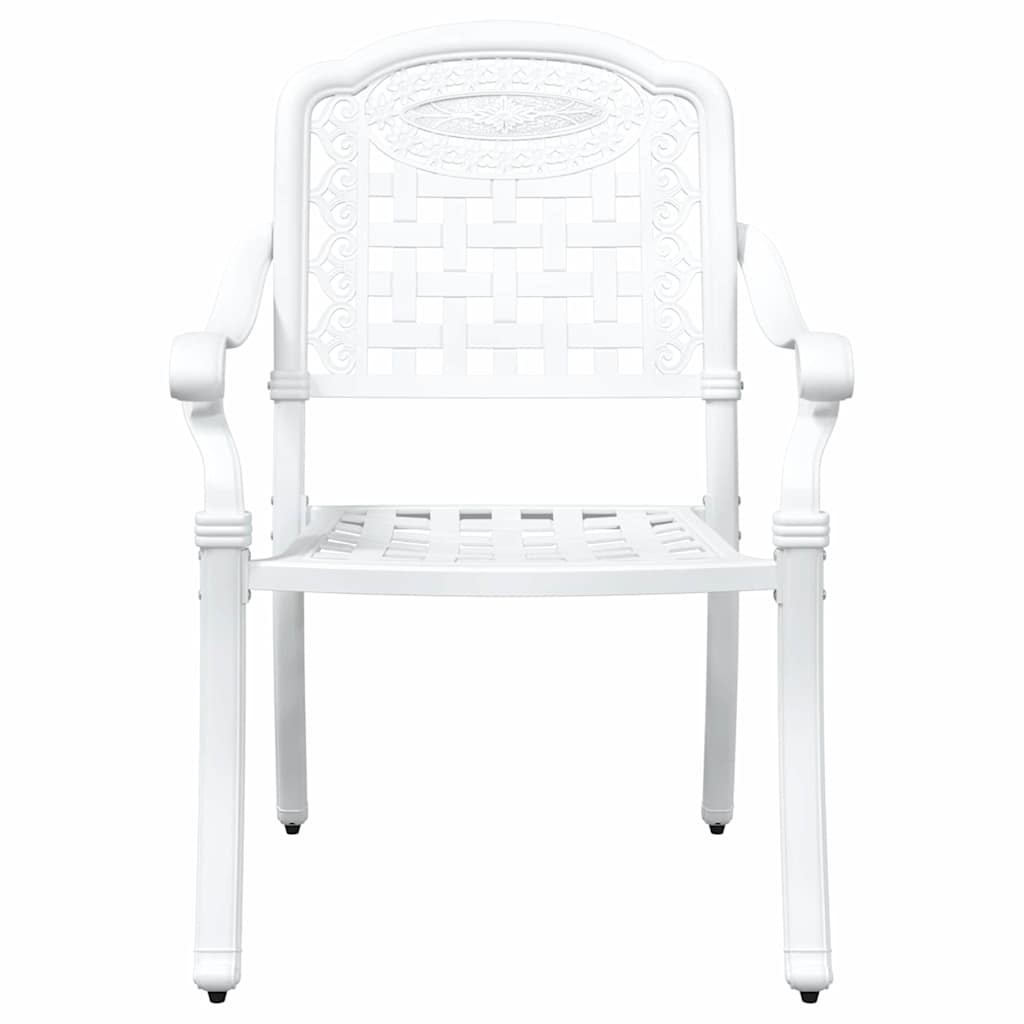 Conjunto de mesa de jardín 3 pcs Blanco Aluminio fundido