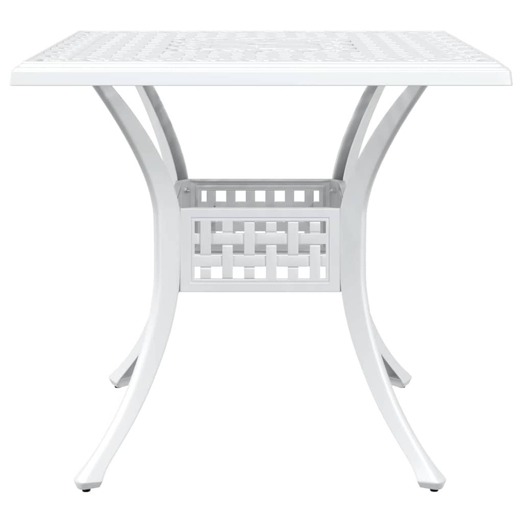 Conjunto de mesa de jardín 3 pcs Blanco Aluminio fundido