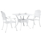 Conjunto de mesa de jardín 3 pcs Blanco Aluminio fundido