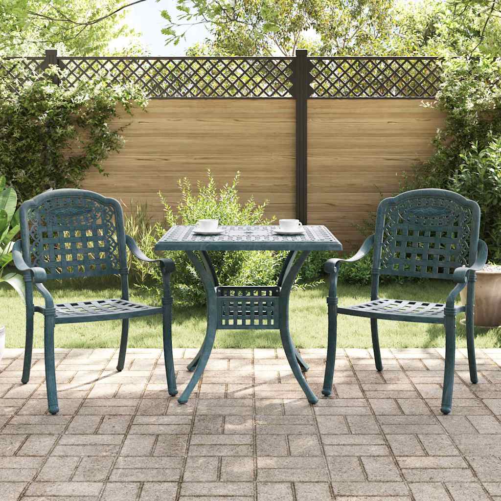 Conjunto de mesa de jardim 3 peças Branco Alumínio fundido