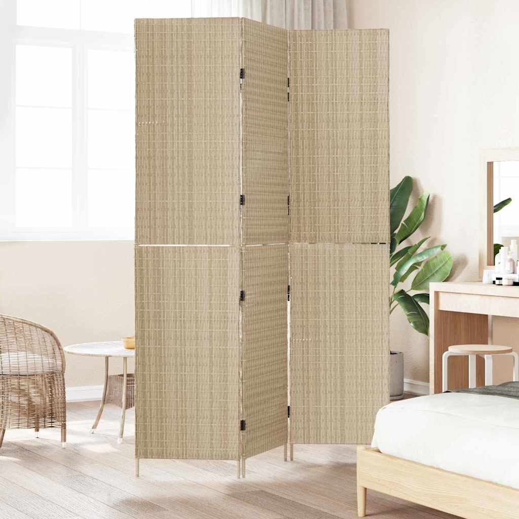 Separador de habitaciones Beige 146 x 200 cm ratán sintético