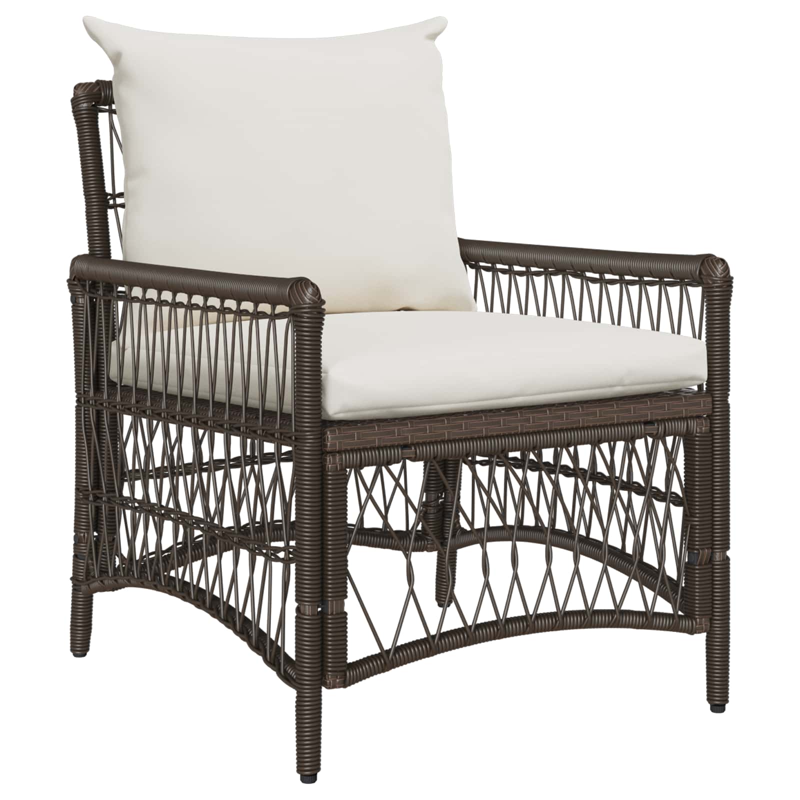 Silla de Jardín con cojín Beige 73 x 61 x 77 cm ratán sintético