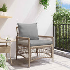 Silla de Jardín con cojín Beige 73 x 61 x 77 cm ratán sintético