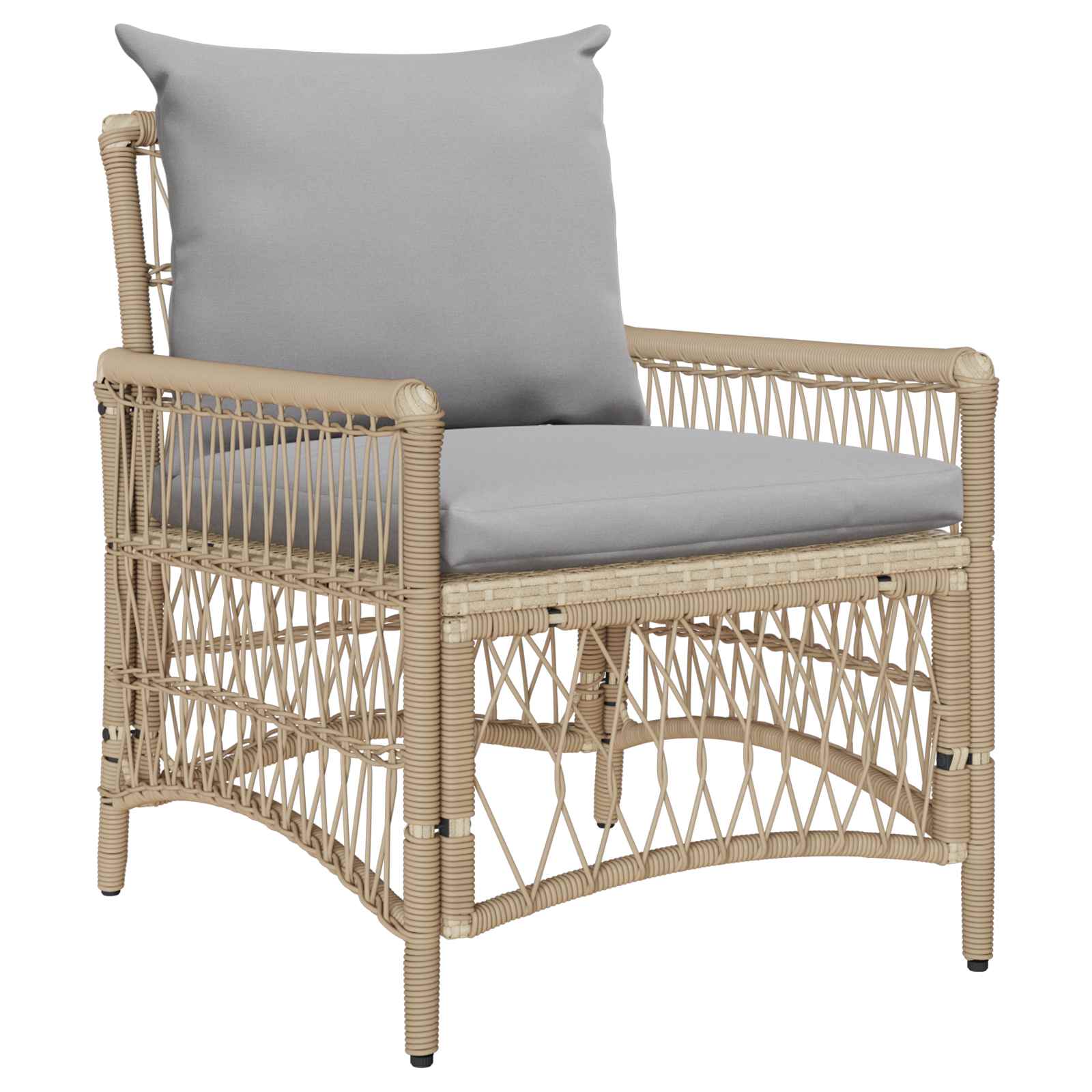 Silla de Jardín con cojín Beige 73 x 61 x 77 cm ratán sintético