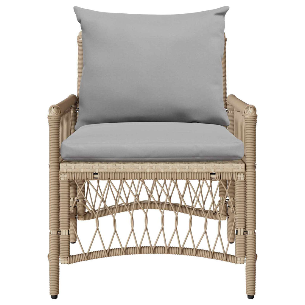Silla de Jardín con cojín Beige 73 x 61 x 77 cm ratán sintético