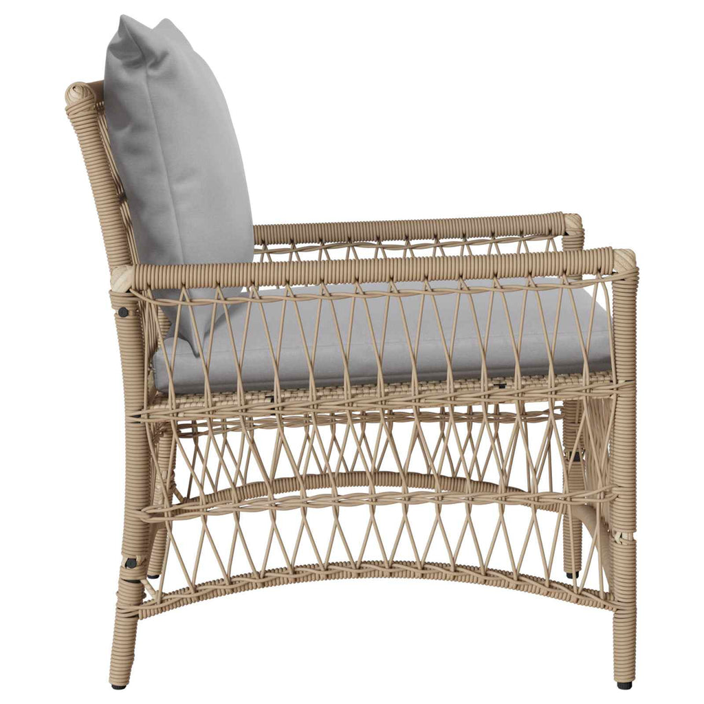 Silla de Jardín con cojín Beige 73 x 61 x 77 cm ratán sintético