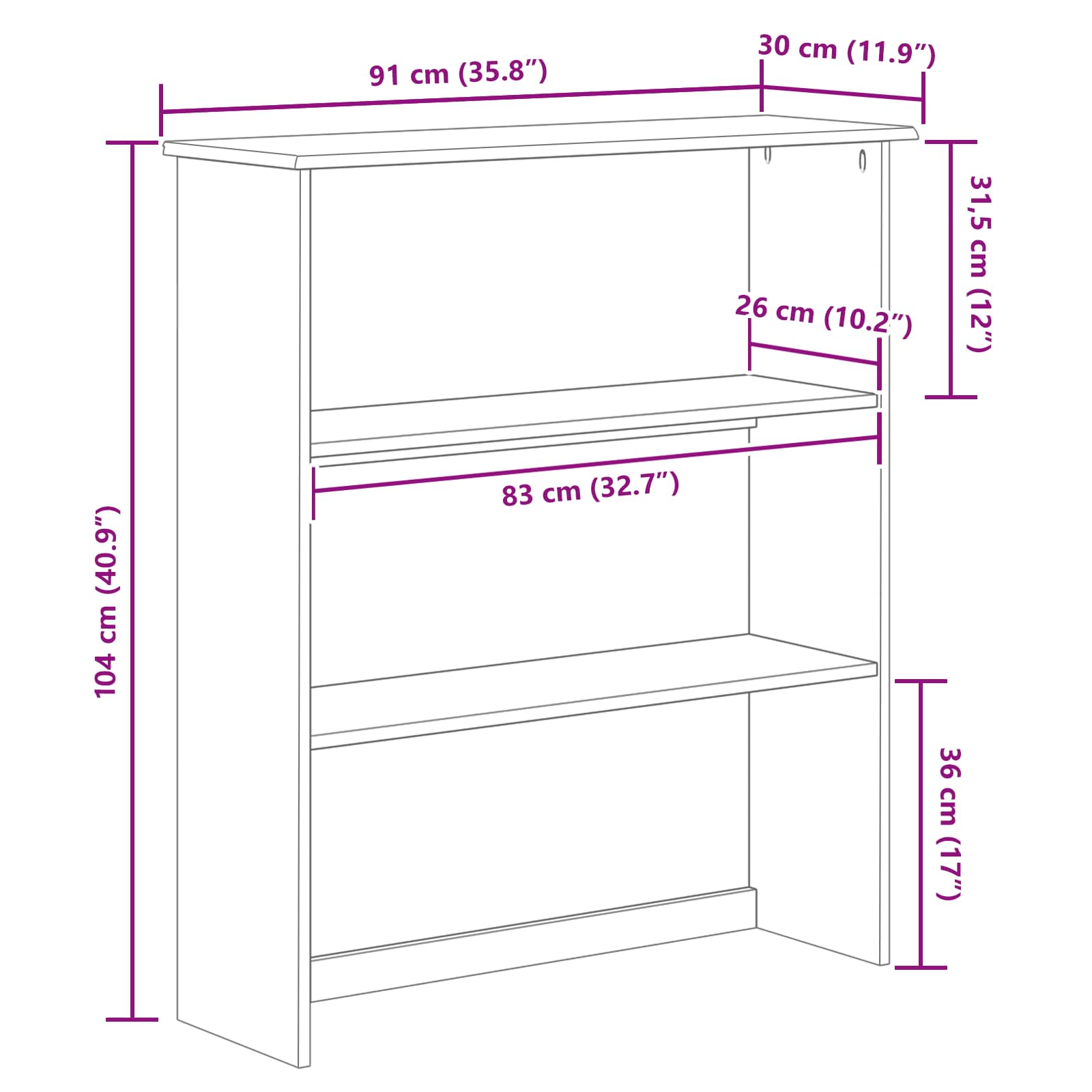 Hutch ASKIM 91 x 30 x 104 cm Madera maciza de pino