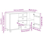 Aparador ASKIM 133,5 x 40 x 79 cm Madera maciza de pino