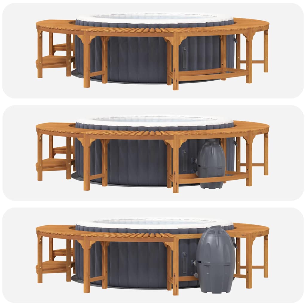 Alrededor de Spa Marrón Ø255 x 55,5 cm Madera de Acacia Sólida