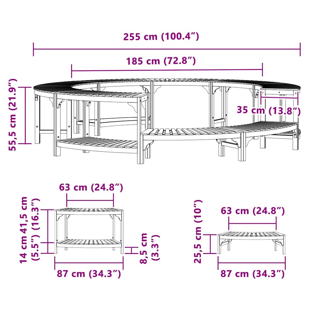 Alrededor de Spa Marrón Ø255 x 55,5 cm Madera de Acacia Sólida