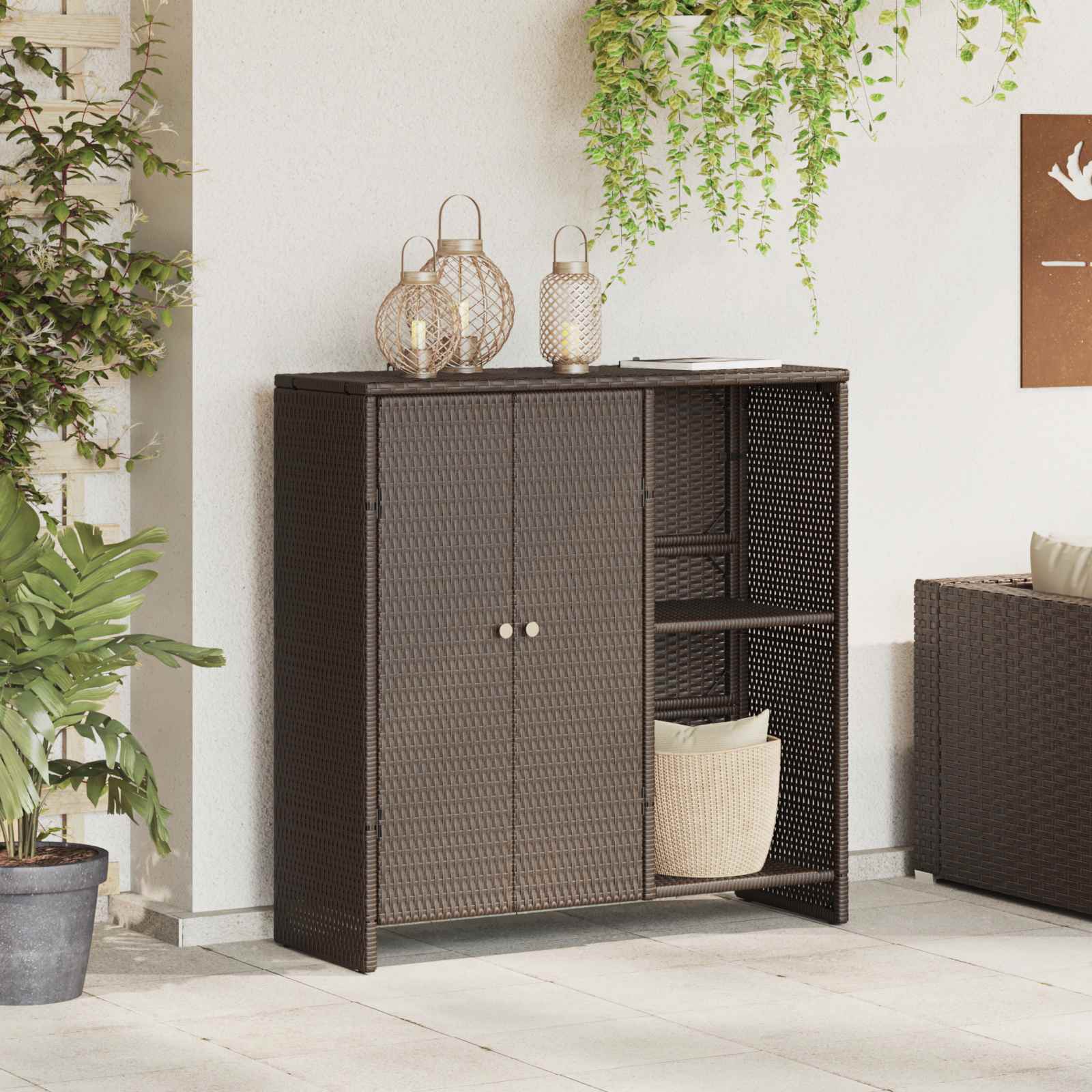 Armario de almacenamiento Beige 100 x 36 x 102 cm Ratán