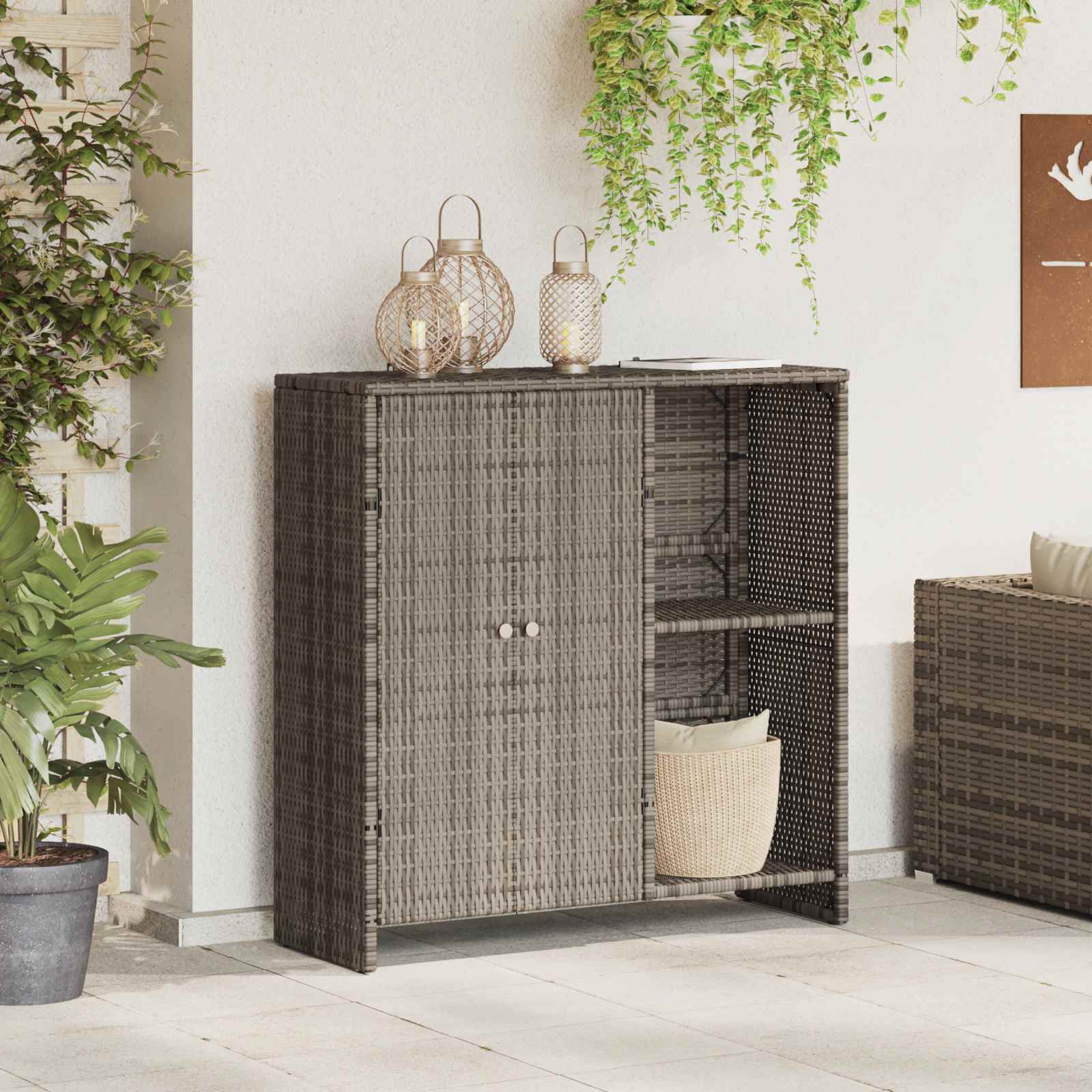 Armario de almacenamiento Beige 100 x 36 x 102 cm Ratán