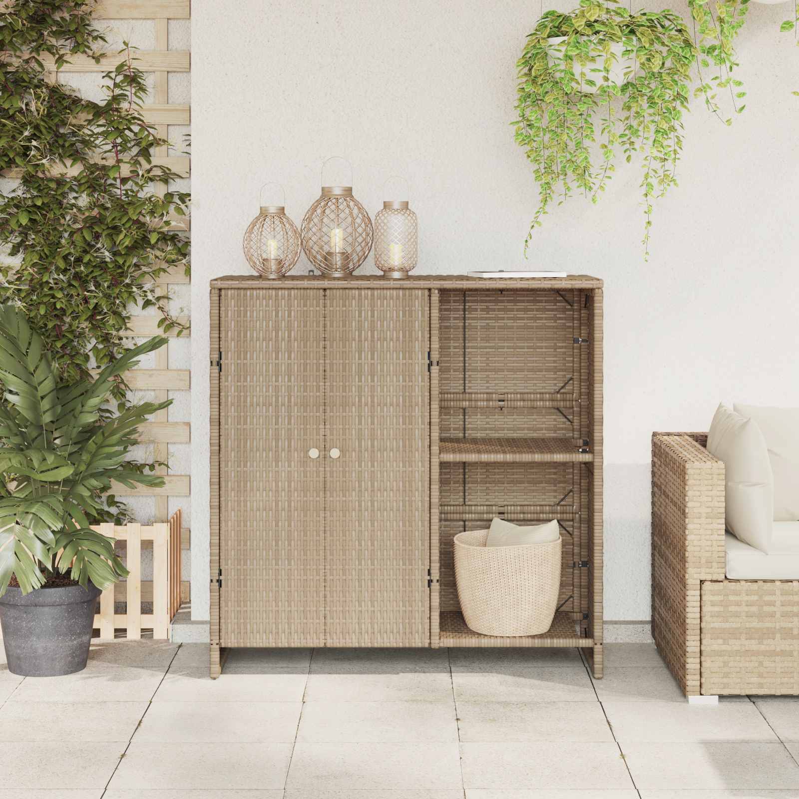 Armario de almacenamiento Beige 100 x 36 x 102 cm Ratán