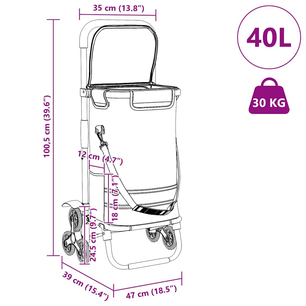 Carro de compras Azul 47 x 39 x 100,5 cm Tela Oxford