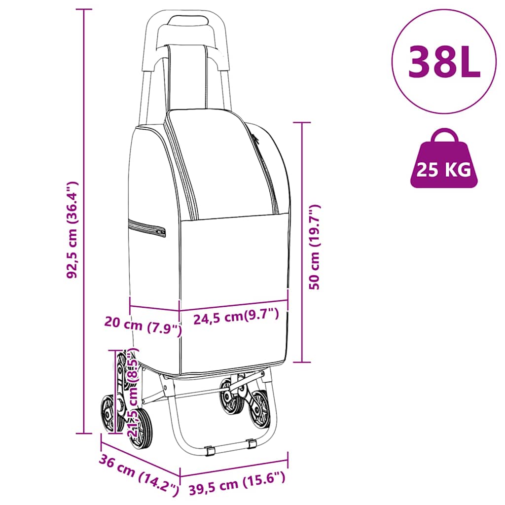Carro de compras Azul 39.5 x 33 x 93 cm Tela Oxford