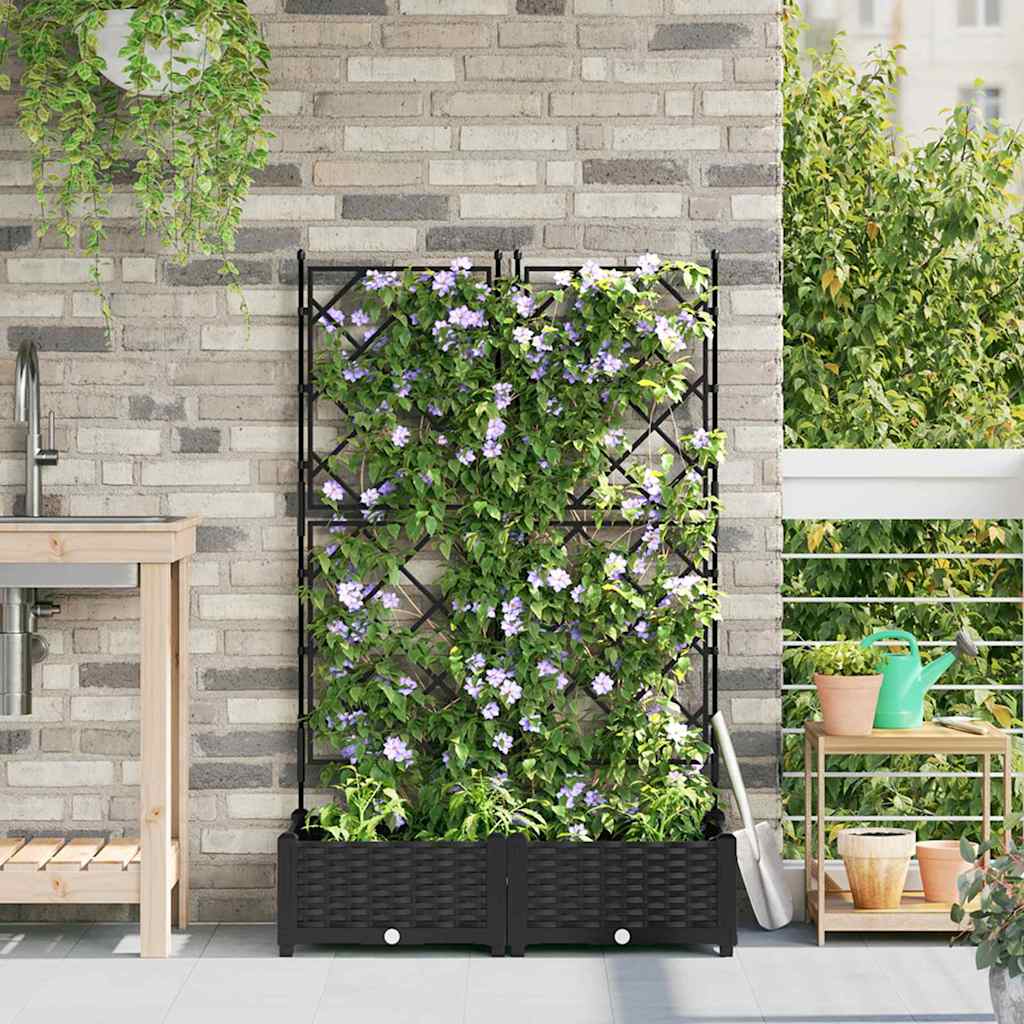 Macetero de Jardín 2 pcs Gris 80 x 40 x 125,5 cm Plástico