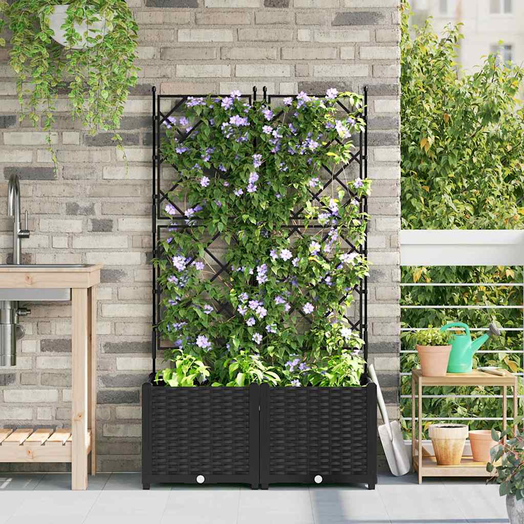 Macetero de Jardín 2 pcs Gris 80 x 40 x 125,5 cm Plástico