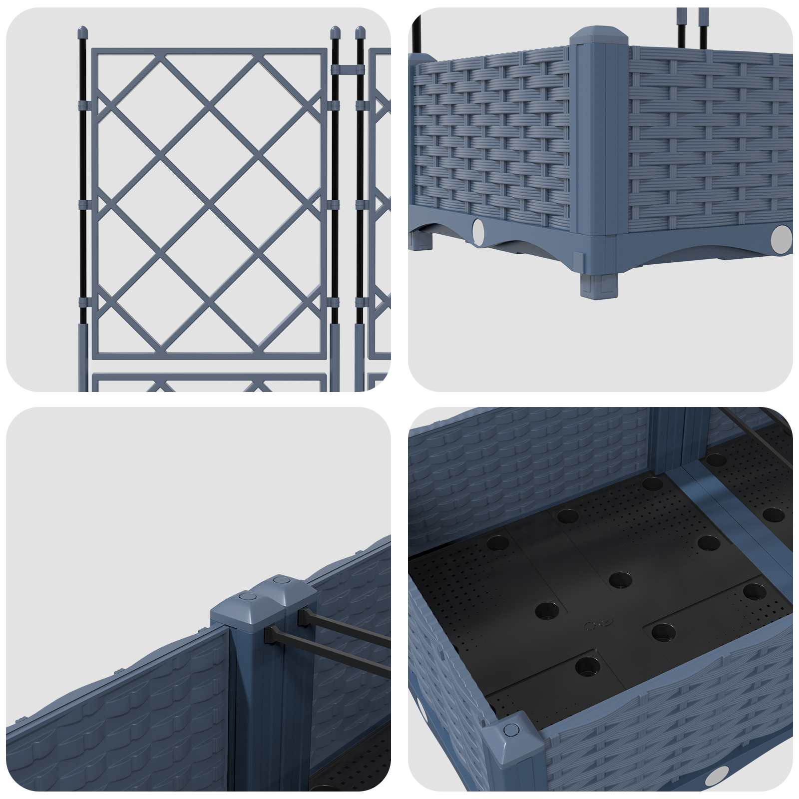 Macetero de Jardín 2 pcs Gris 80 x 40 x 125,5 cm Plástico