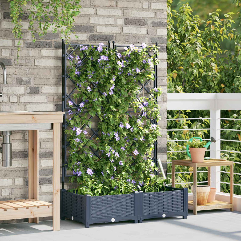 Macetero de Jardín 2 pcs Gris 80 x 40 x 125,5 cm Plástico