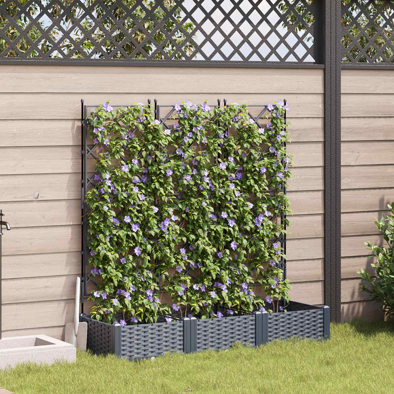 Macetero de Jardín 2 pcs Gris 80 x 40 x 125,5 cm Plástico
