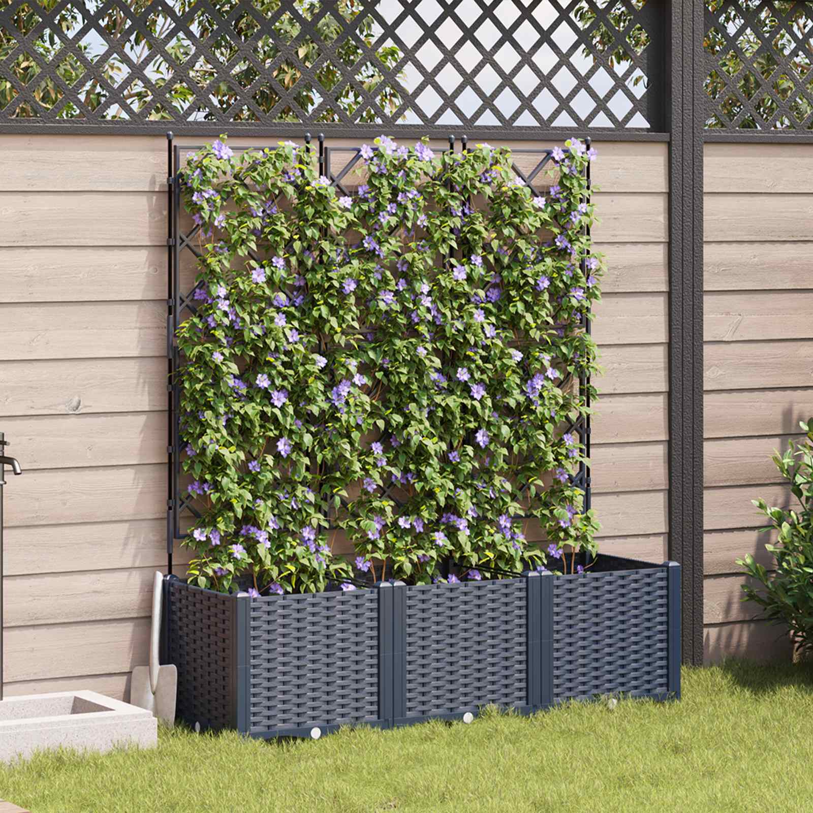 Macetero de Jardín 2 pcs Gris 80 x 40 x 125,5 cm Plástico