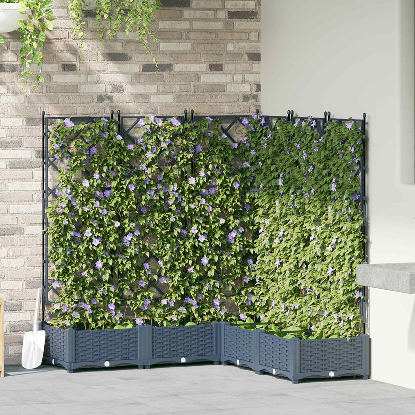 Macetero de Jardín 2 pcs Gris 80 x 40 x 125,5 cm Plástico