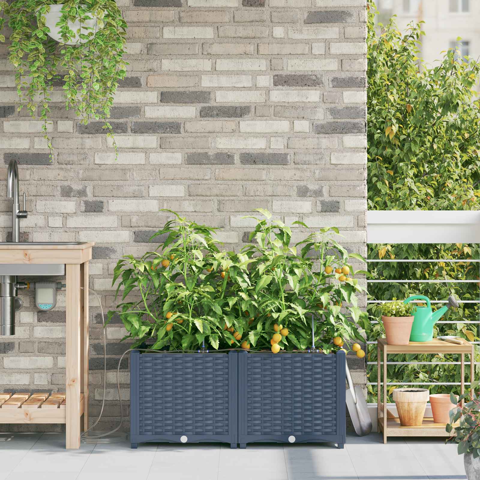 Macetero de Jardín 2 pcs 80 x 40 x 126 cm Plástico