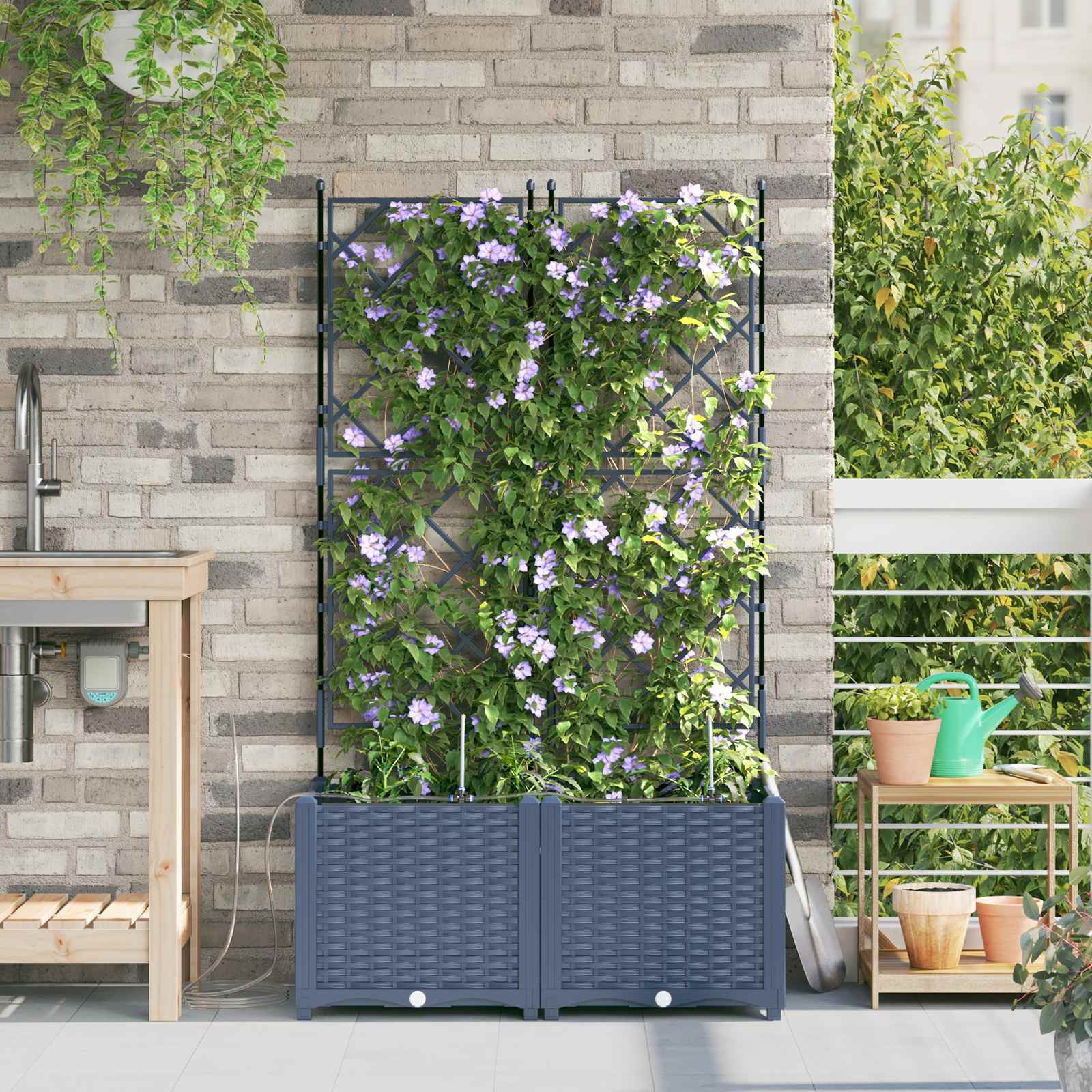 Macetero de Jardín 2 pcs 80 x 40 x 126 cm Plástico
