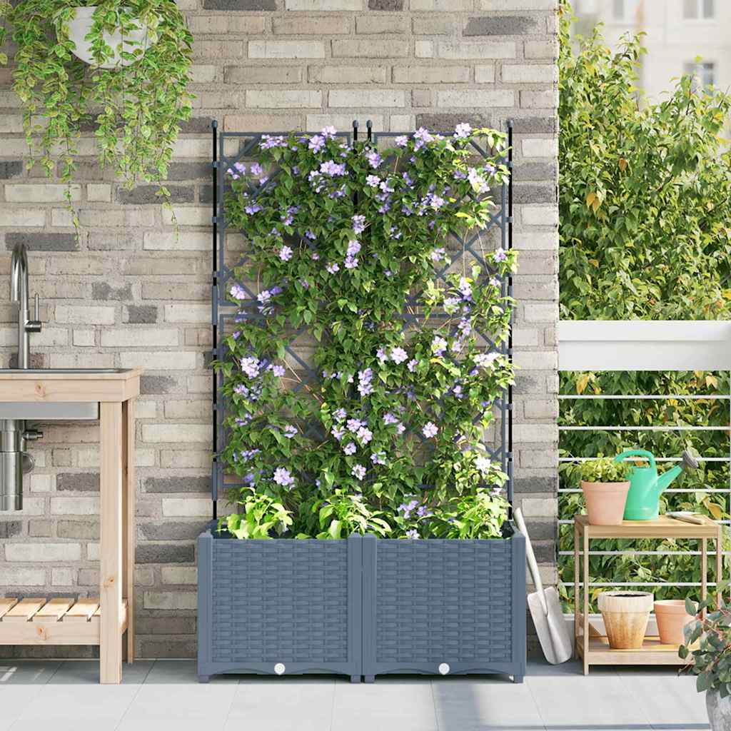 Macetero de Jardín 2 pcs Gris 80 x 40 x 125,5 cm Plástico