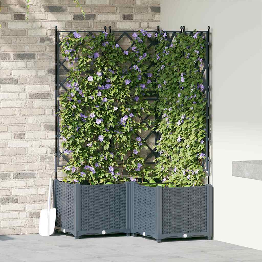 Macetero de Jardín 2 pcs Gris 80 x 40 x 125,5 cm Plástico
