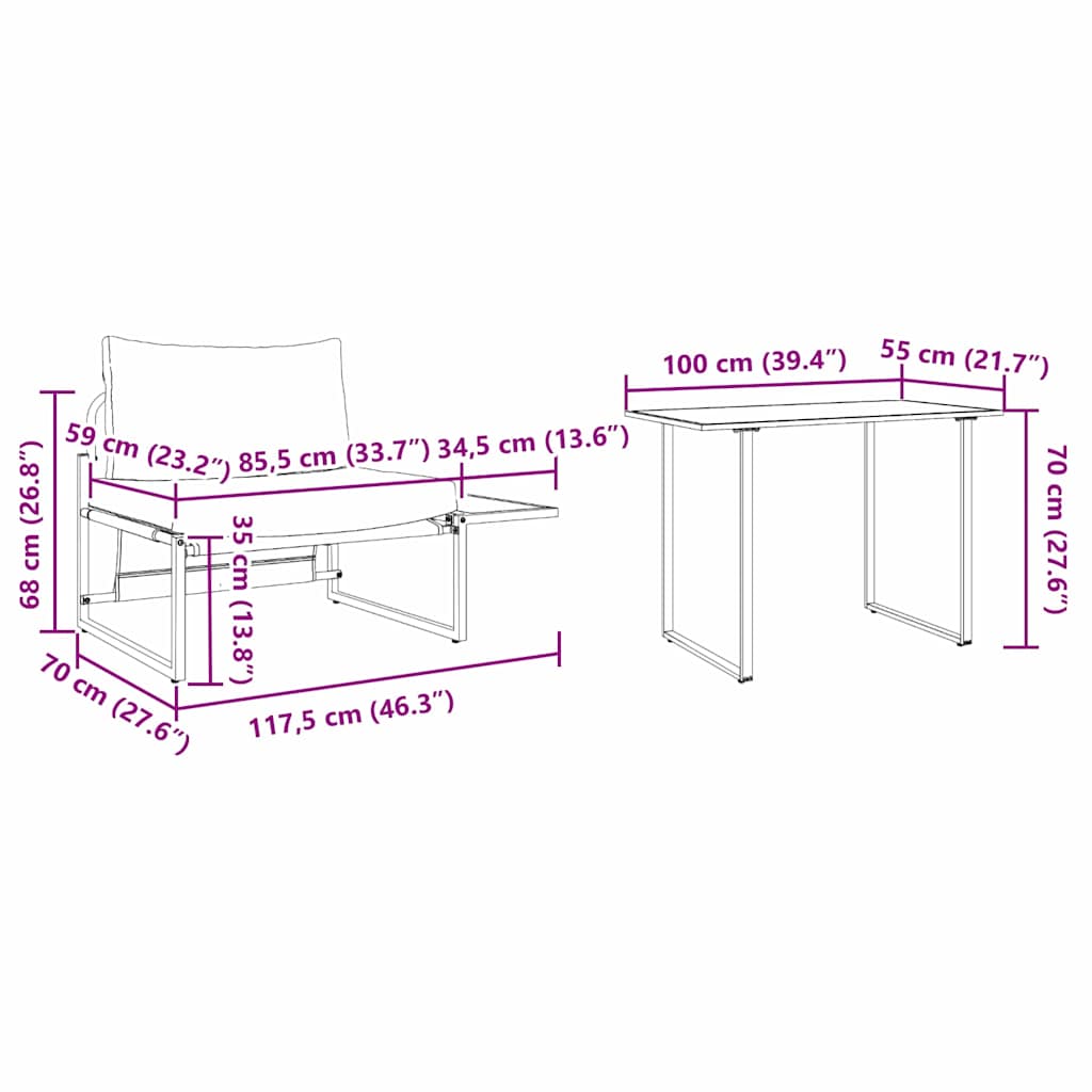 Asientos de acero para exteriores 2 pcs Antracita Acero