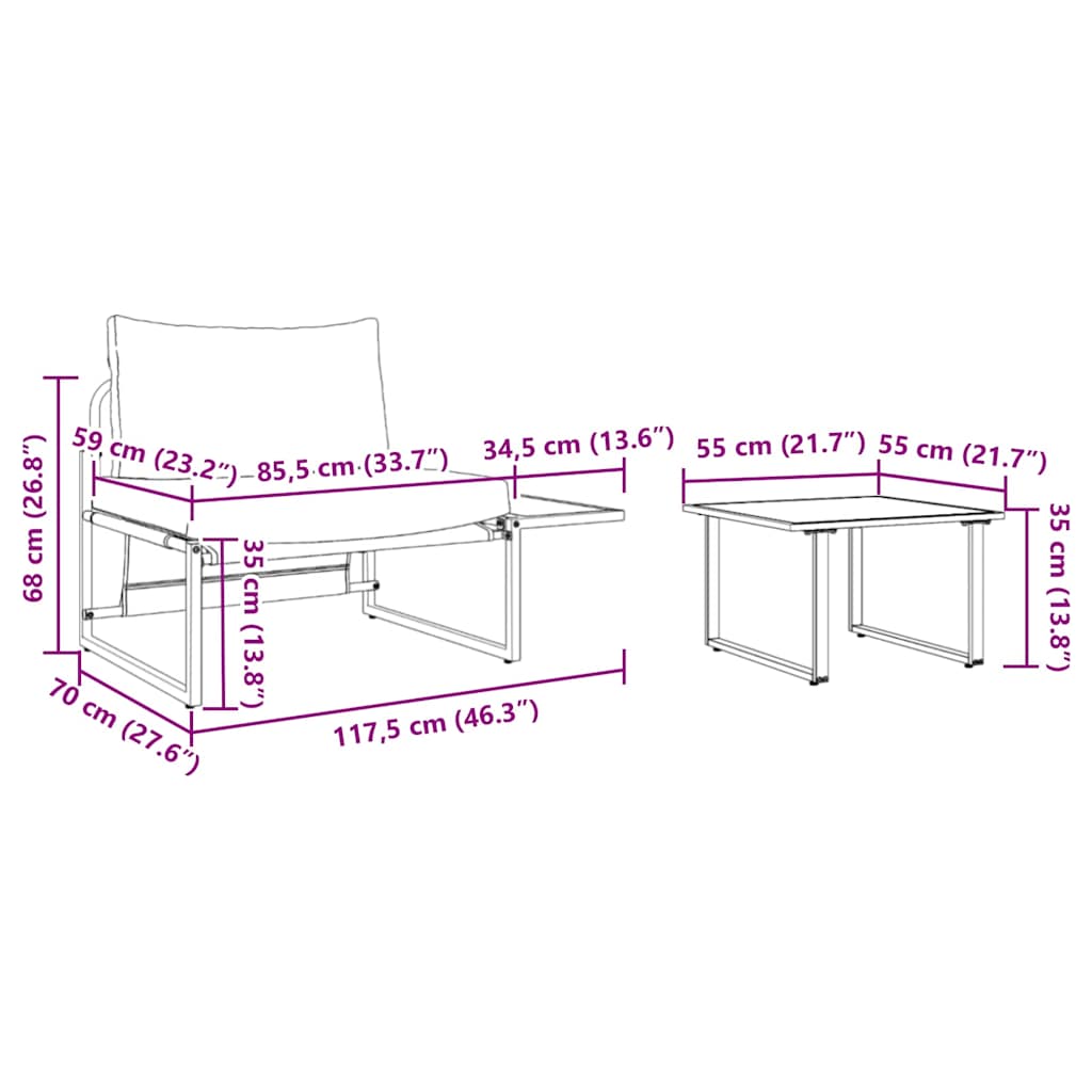 Conjunto de sofás de jardín 2 pcs Antracita Acero