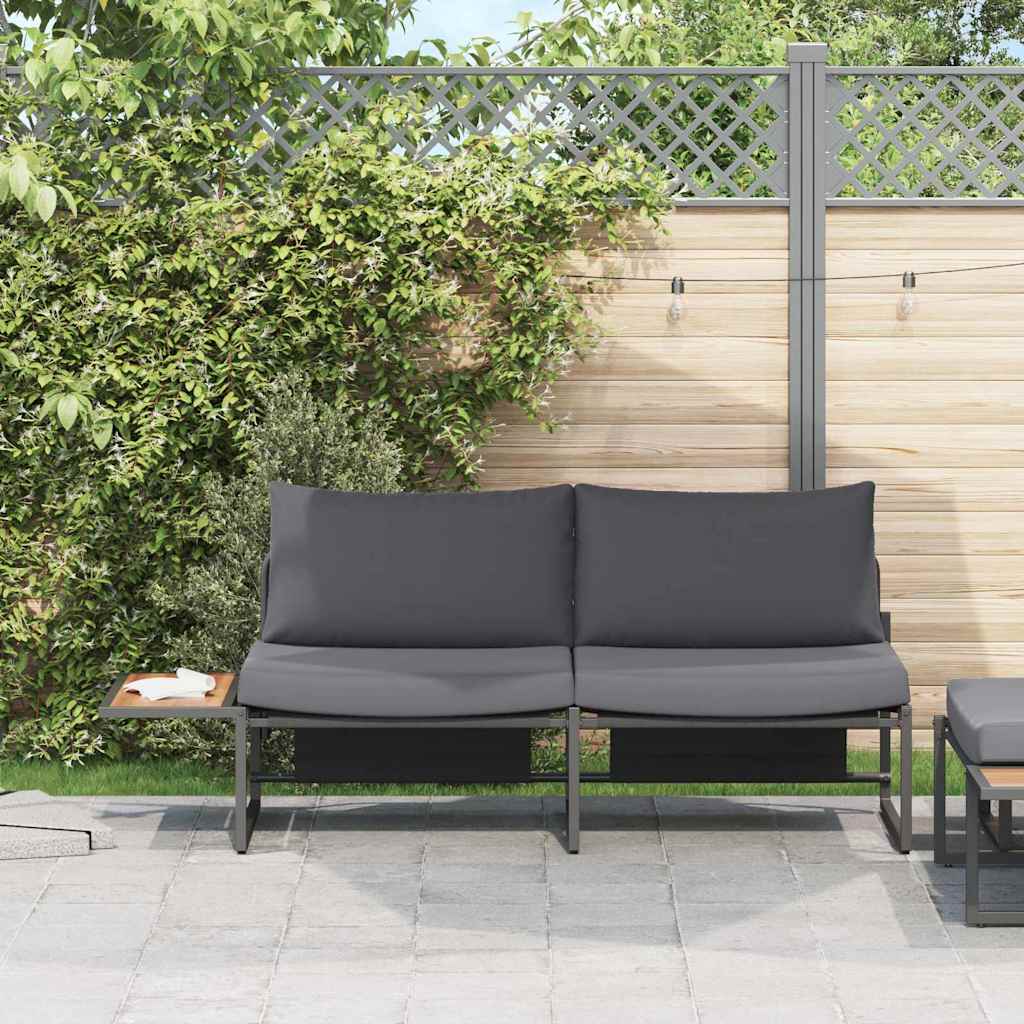 Sofá de jardín con cojín Antracita 200,5 x 70 x 85,5 cm Acero