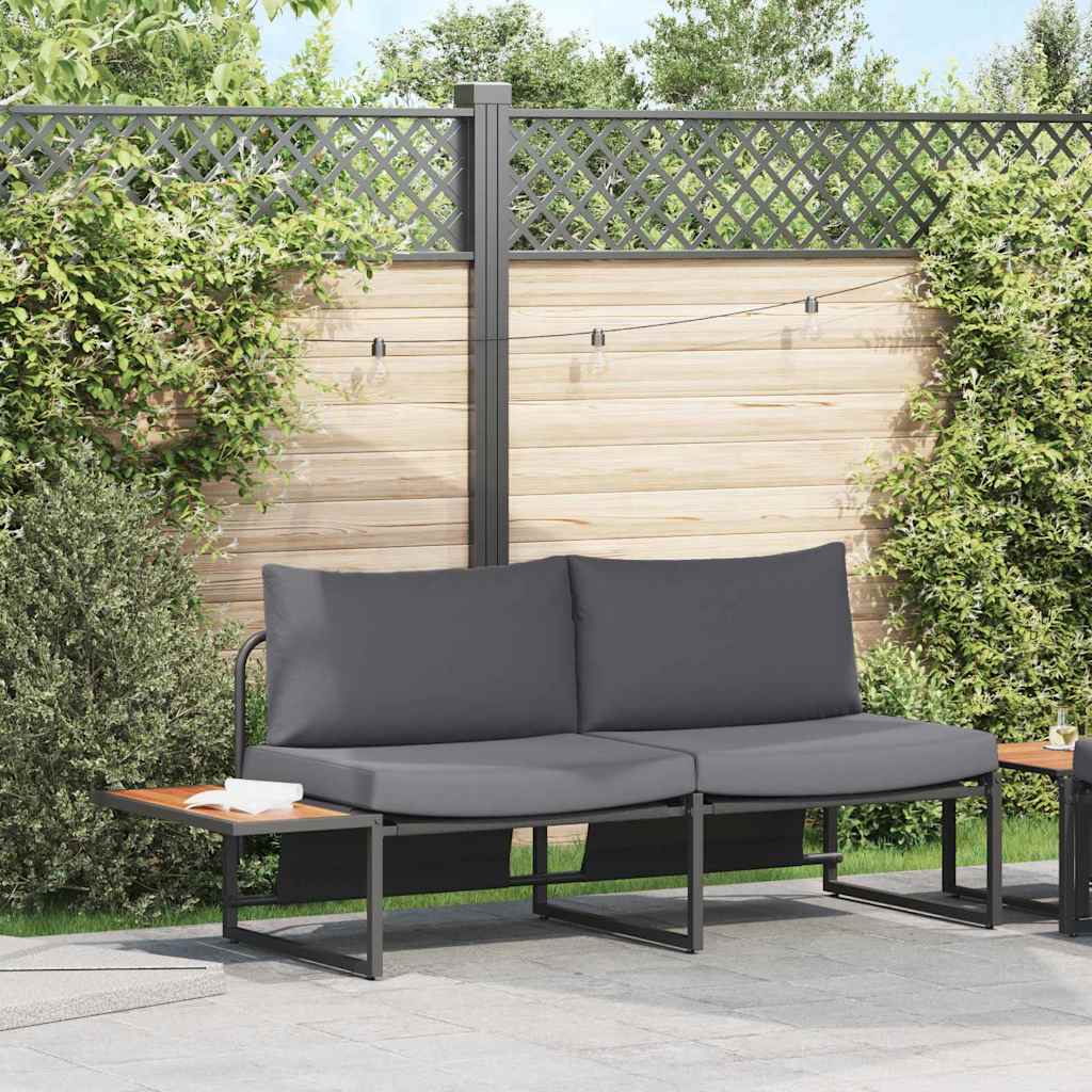 Sofá de jardín con cojín Antracita 200,5 x 70 x 85,5 cm Acero