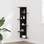 Estante de Esquina de Pared Roble Negro 36.5 x 36.5 x 140 cm