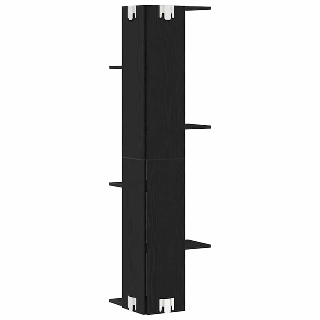 Estante de Esquina de Pared Roble Negro 36.5 x 36.5 x 140 cm