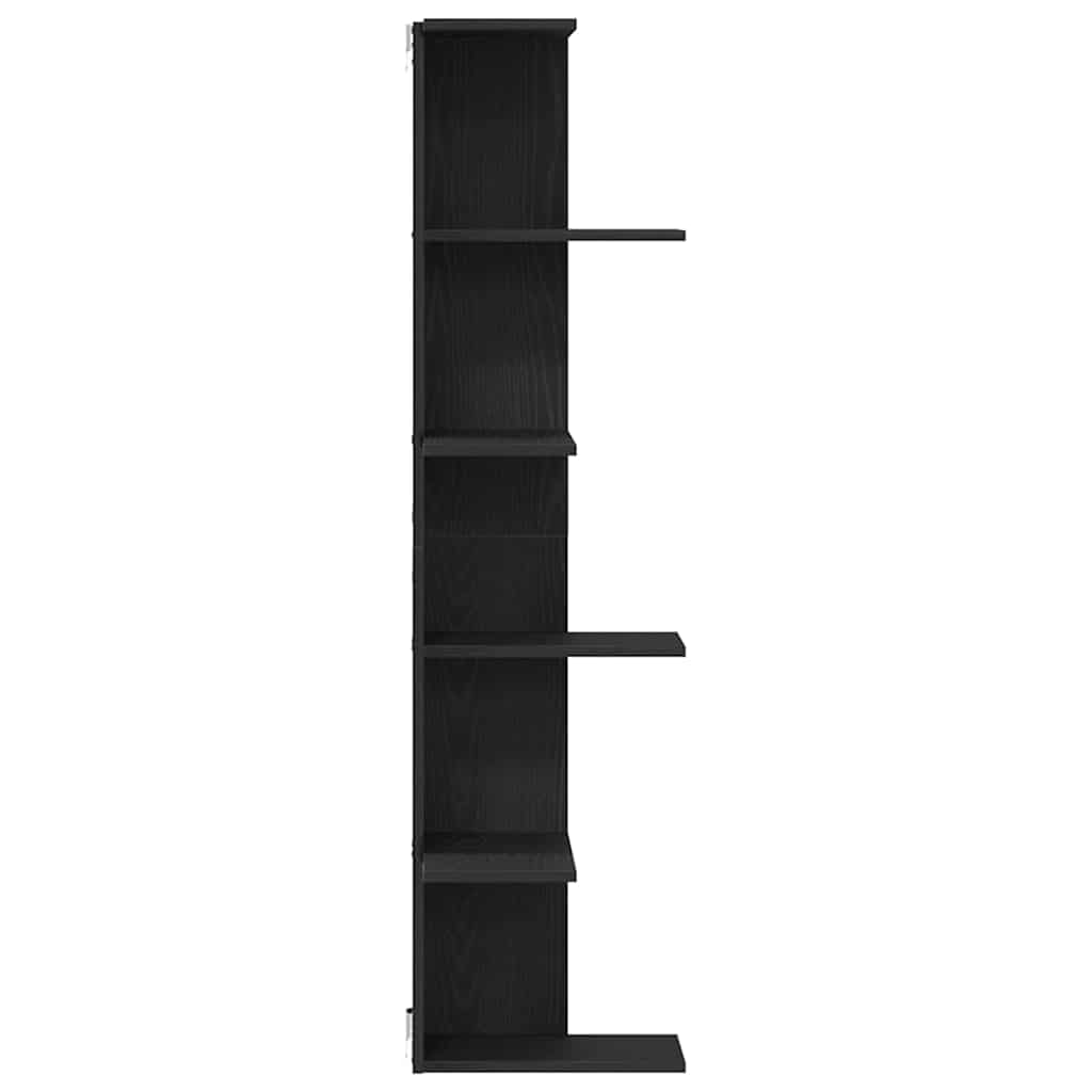 Estante de Esquina de Pared Roble Negro 36.5 x 36.5 x 140 cm