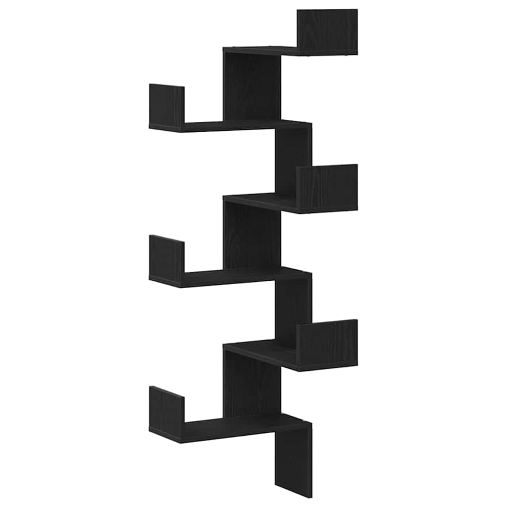 Estante de Esquina de Pared Roble Negro 45 x 45 x 147 cm