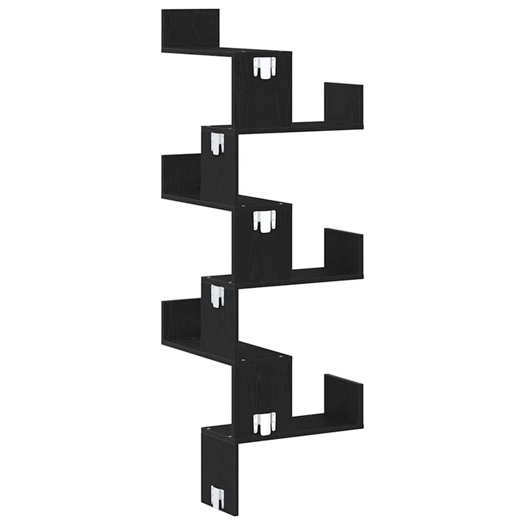 Estante de Esquina de Pared Roble Negro 45 x 45 x 147 cm