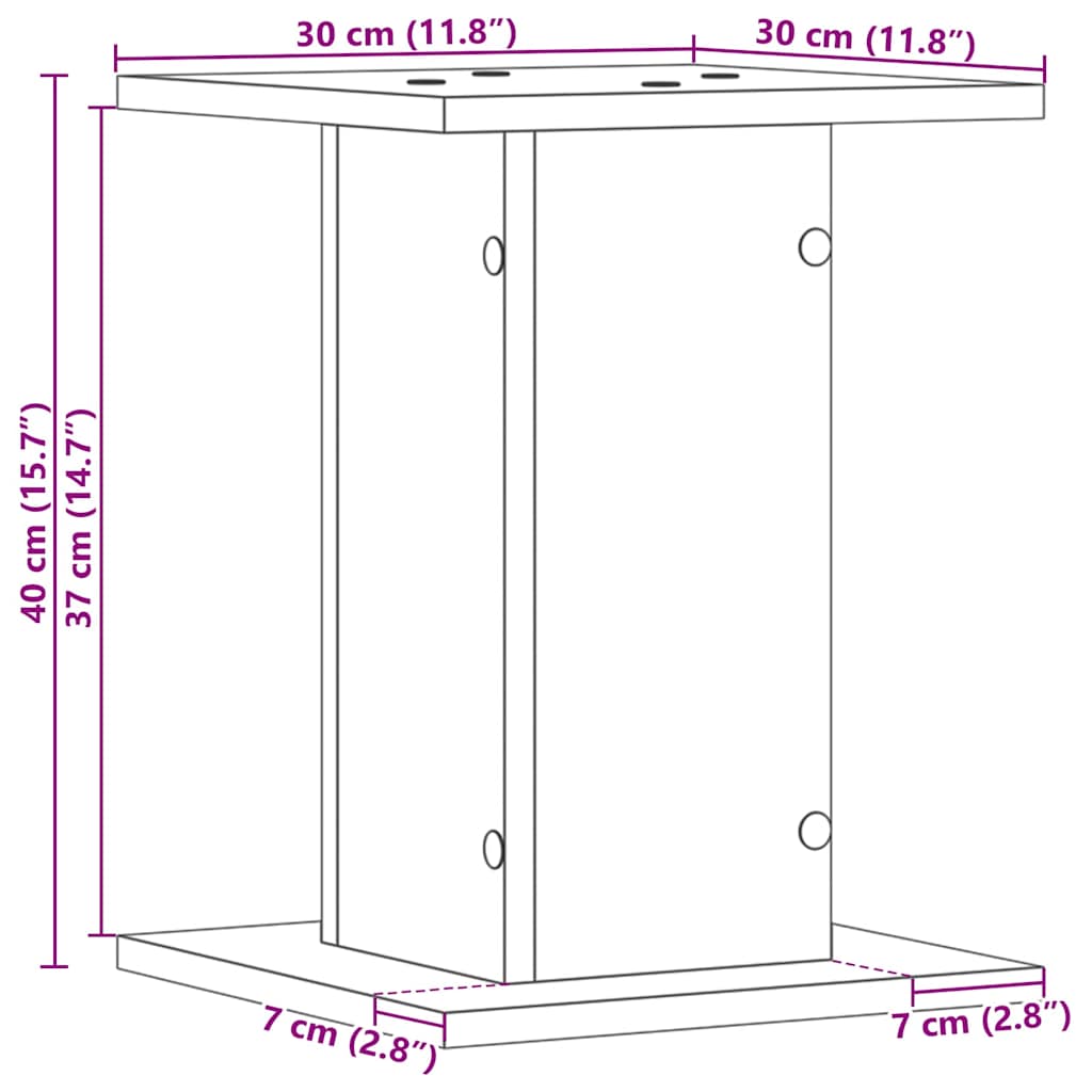 Soportes para Altavoces 2 pcs Roble Negro 30 x 30 x 40 cm