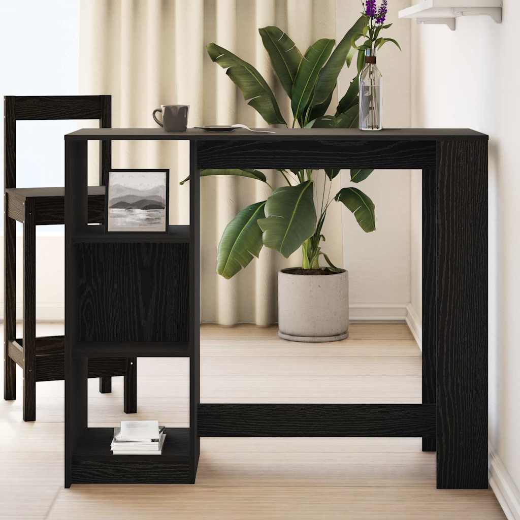 Mesa de Bar con estante Roble Negro 124 x 46 x 103.5 cm
