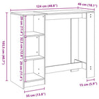 Mesa de Bar con estante Roble Negro 124 x 46 x 103.5 cm