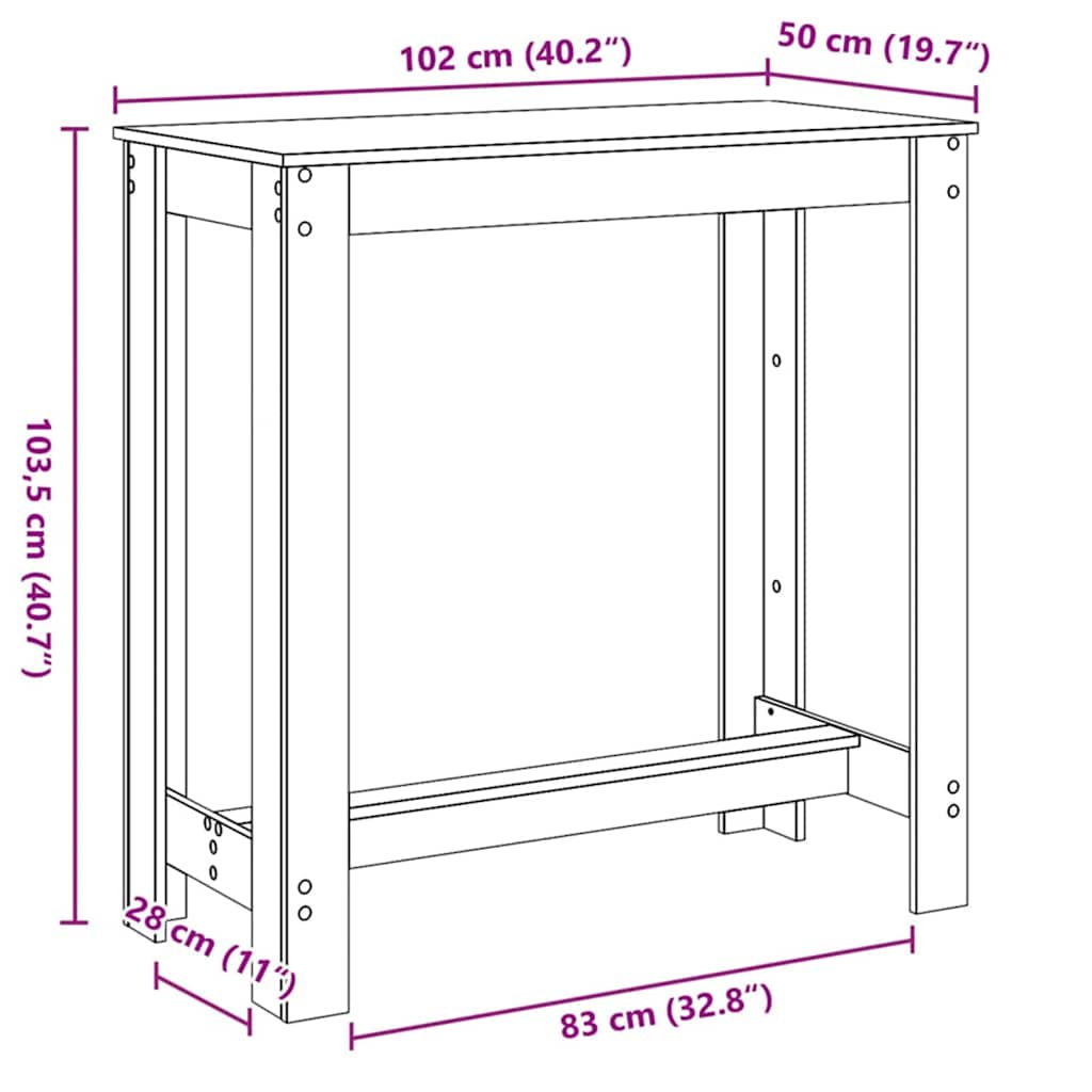 Mesa de Bar Roble Negro 102 x 50 x 103.5 cm