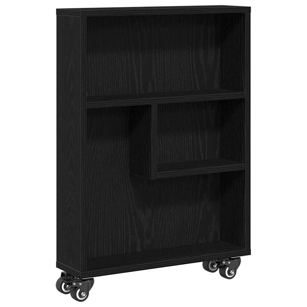 Carro de Almacenamiento Estrecho Roble Negro 48 x 13 x 68 cm