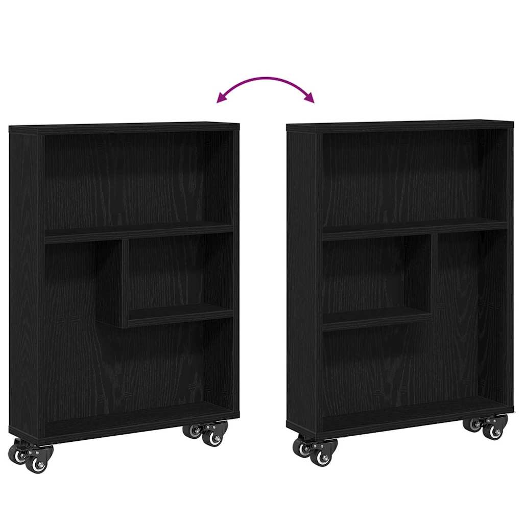 Carro de Almacenamiento Estrecho Roble Negro 48 x 13 x 68 cm