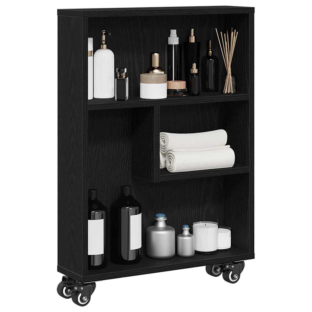 Carro de Almacenamiento Estrecho Roble Negro 48 x 13 x 68 cm