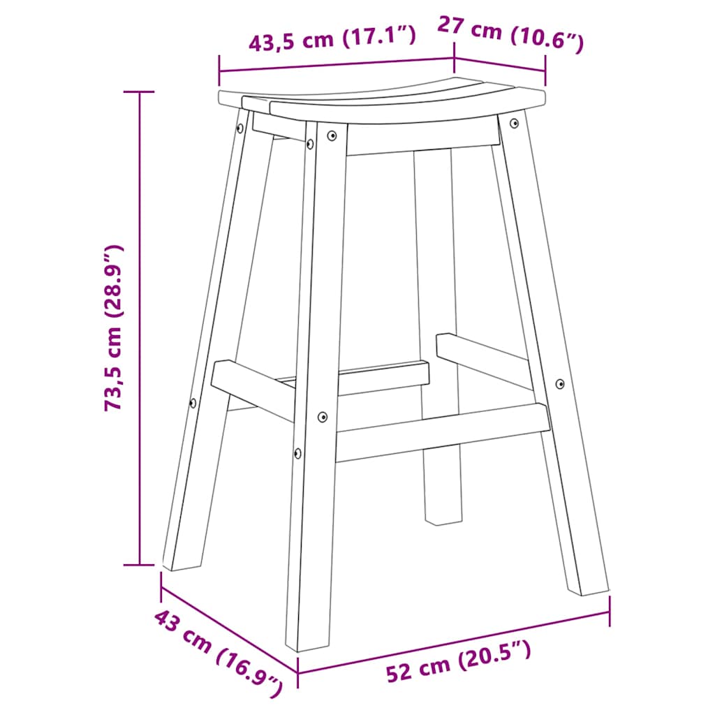 Taburete de bar 2 pcs 52 x 43 x 73,5 cm HDPE
