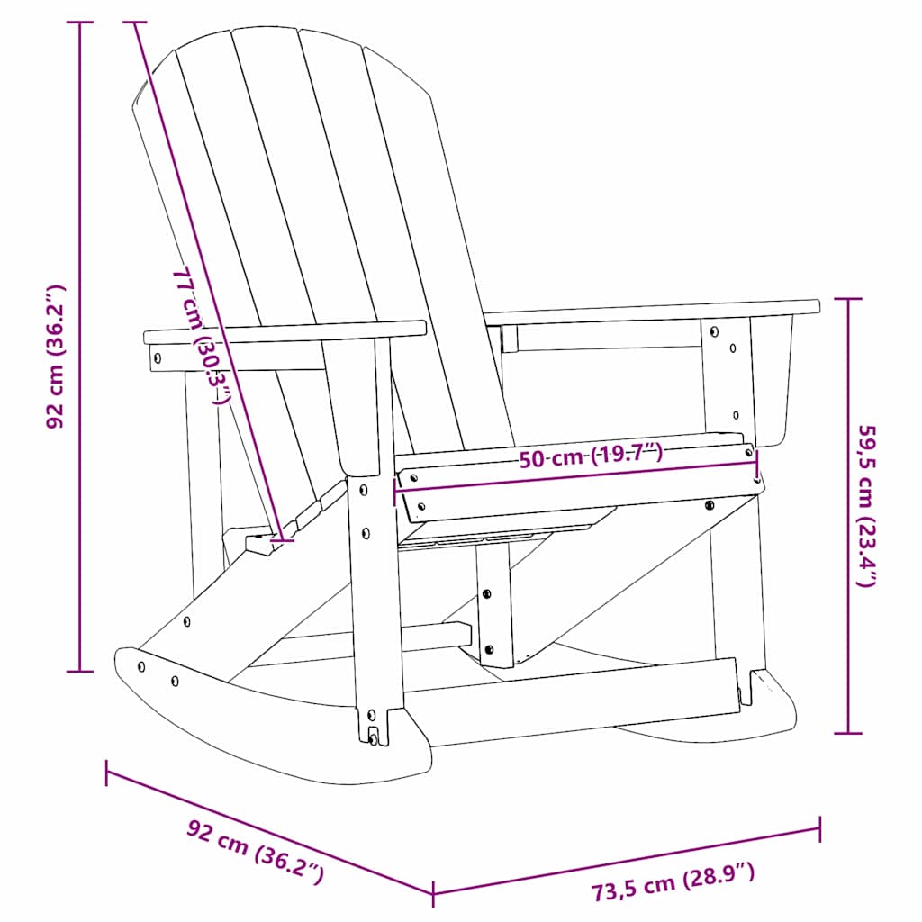 Silla mecedora Adirondack 92 x 73,5 x 92 cm HDPE