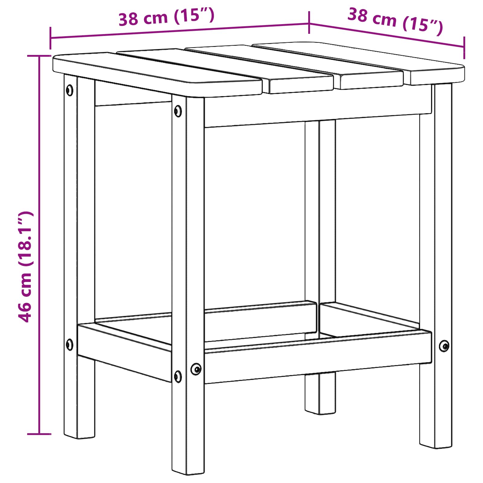 Mesa lateral 38 x 38 x 46 cm Polietileno